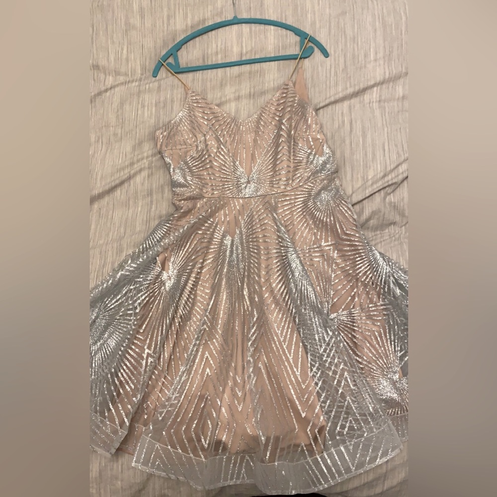 Elegant Silver and Cream Women's Dress